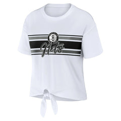 NBA - Brooklyn Nets WEAR by Erin Andrews Women's Tie-Front T-Shirt - White