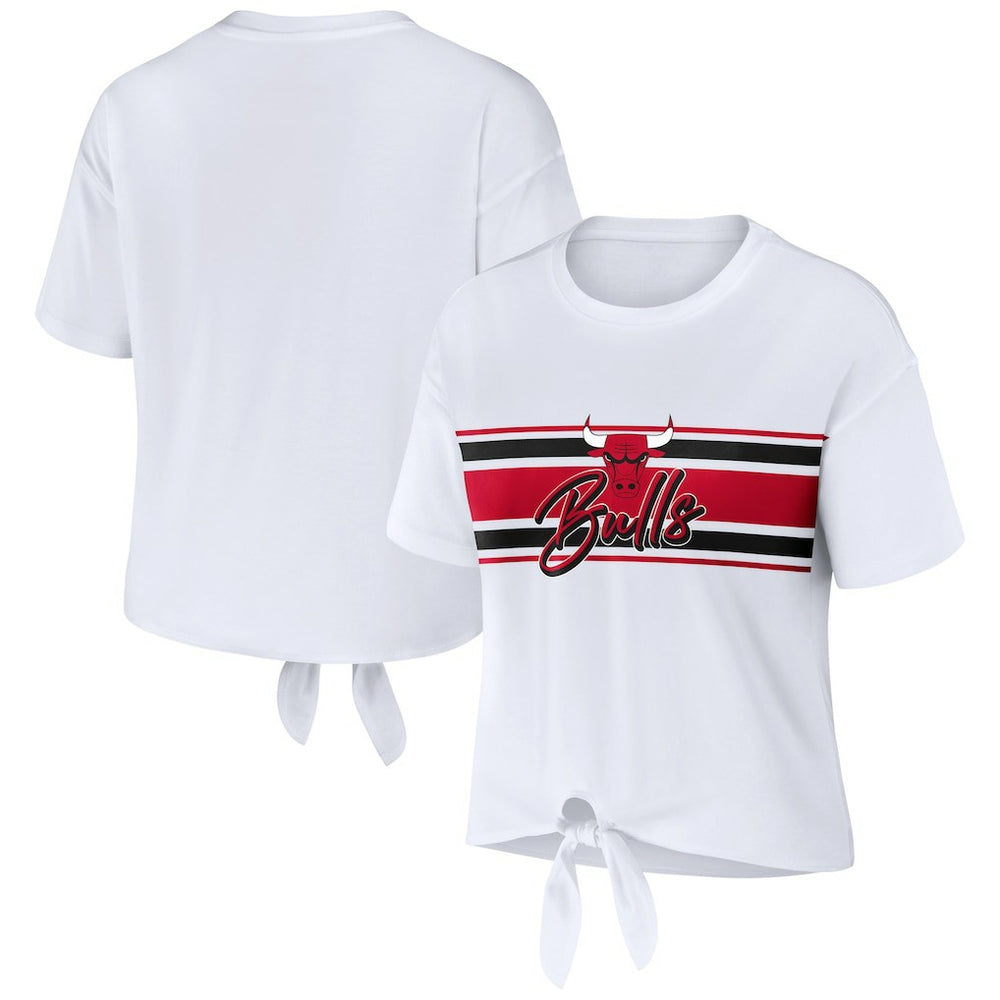 NBA - Chicago Bulls WEAR by Erin Andrews Women's Tie-Front T-Shirt - White