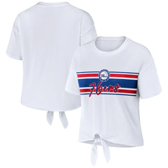 NBA - Philadelphia 76ers WEAR by Erin Andrews Women's Tie-Front T-Shirt - White