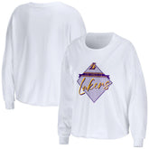 NBA - Los Angeles Lakers WEAR by Erin Andrews Women's Cropped Long Sleeve T-Shirt - White