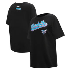 NBA - Charlotte Hornets Pro Standard Women's Script Boyfriend T-Shirt - Black