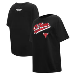 NBA - Chicago Bulls Pro Standard Women's Script Boyfriend T-Shirt - Black