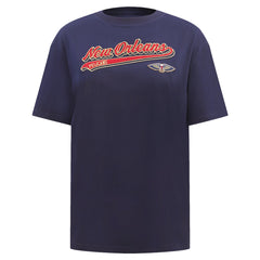 NBA - New Orleans Pelicans Pro Standard Women's Script Boyfriend T-Shirt - Navy