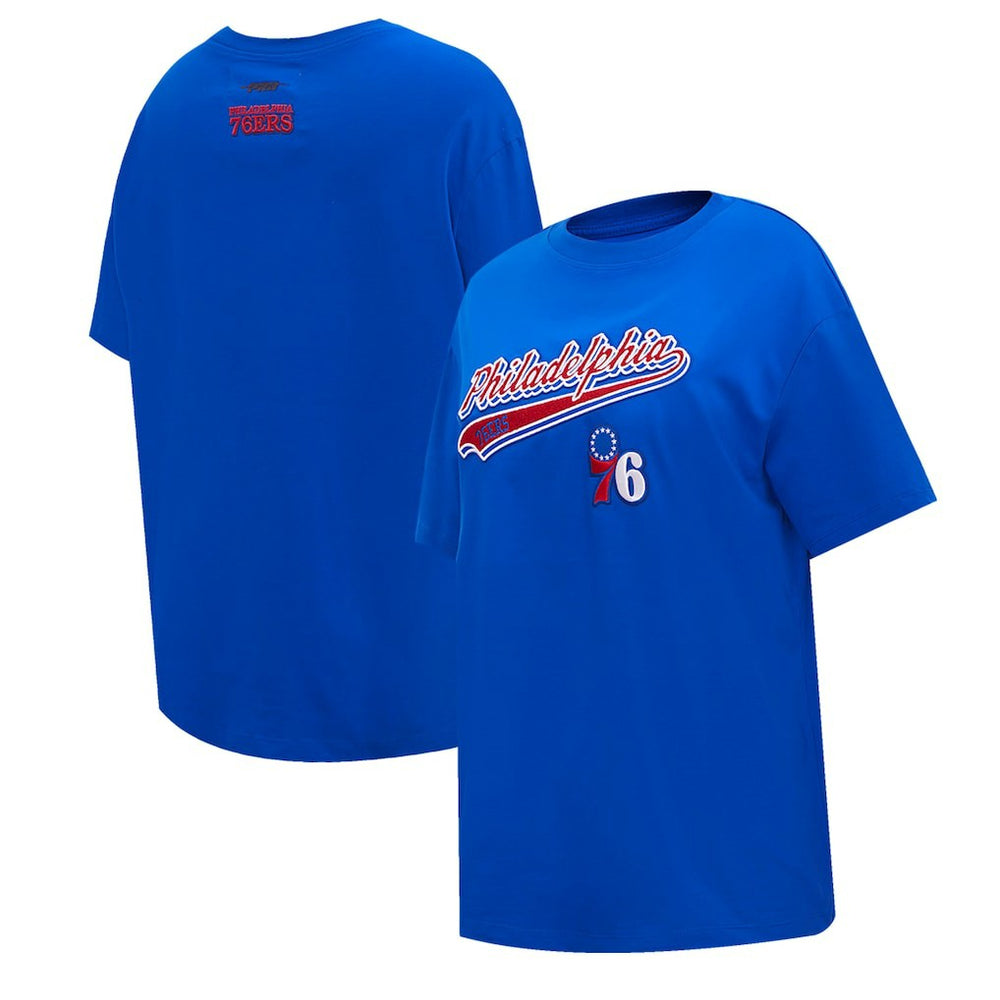 NBA - Philadelphia 76ers Pro Standard Women's Script Boyfriend T-Shirt - Royal