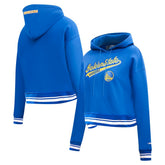 NBA - Golden State Warriors Pro Standard Women's Script Tail Cropped Pullover Hoodie - Royal