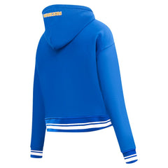 NBA - Golden State Warriors Pro Standard Women's Script Tail Cropped Pullover Hoodie - Royal
