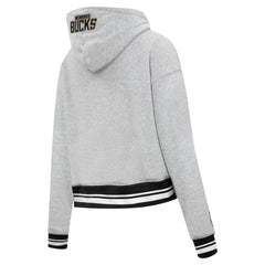 NBA - Milwaukee Bucks Pro Standard Women's Script Tail Cropped Pullover Hoodie - Heather Gray
