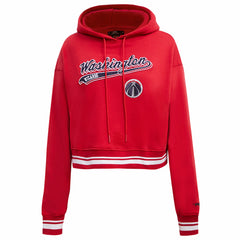 NBA - Washington Wizards Pro Standard Women's Script Tail Cropped Pullover Hoodie - Red