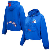 NBA - Philadelphia 76ers Pro Standard Classic Wind Woven Cropped Half-Zip Jacket - Royal