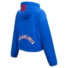 NBA - Philadelphia 76ers Pro Standard Classic Wind Woven Cropped Half-Zip Jacket - Royal