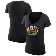 NBA - Golden State Warriors G-III 4Her by Carl Banks Women's Super-Slim Fit Lightweight Filigree Logo V-Neck T-Shirt - Black