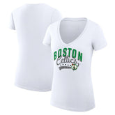 NBA - Boston Celtics G-III 4Her by Carl Banks Women's Super-Slim Fit Lightweight Filigree Logo V-Neck T-Shirt - White