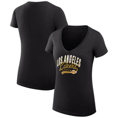 NBA - Los Angeles Lakers G-III 4Her by Carl Banks Women's Super-Slim Fit Lightweight Filigree Logo V-Neck T-Shirt - Black