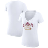 NBA - Cleveland Cavaliers G-III 4Her by Carl Banks Women's Super-Slim Fit Lightweight Filigree Logo V-Neck T-Shirt - White