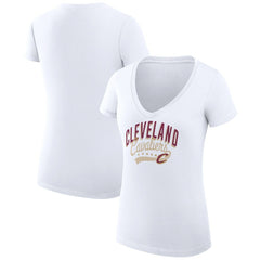 NBA - Cleveland Cavaliers G-III 4Her by Carl Banks Women's Super-Slim Fit Lightweight Filigree Logo V-Neck T-Shirt - White
