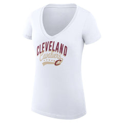 NBA - Cleveland Cavaliers G-III 4Her by Carl Banks Women's Super-Slim Fit Lightweight Filigree Logo V-Neck T-Shirt - White