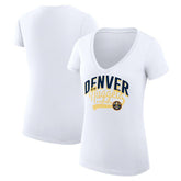NBA - Denver Nuggets G-III 4Her by Carl Banks Women's Super-Slim Fit Lightweight Filigree Logo V-Neck T-Shirt - White