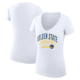 NBA - Golden State Warriors G-III 4Her by Carl Banks Women's Super-Slim Fit Lightweight Filigree Logo V-Neck T-Shirt - White