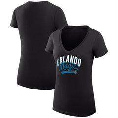 NBA - Orlando Magic G-III 4Her by Carl Banks Women's Super-Slim Fit Lightweight Filigree Logo V-Neck T-Shirt - Black