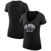 NBA - San Antonio Spurs G-III 4Her by Carl Banks Women's Super-Slim Fit Lightweight Filigree Logo V-Neck T-Shirt - Black