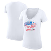 NBA - Oklahoma City Thunder G-III 4Her by Carl Banks Women's Super-Slim Fit Lightweight Filigree Logo V-Neck T-Shirt - White