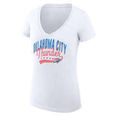 NBA - Oklahoma City Thunder G-III 4Her by Carl Banks Women's Super-Slim Fit Lightweight Filigree Logo V-Neck T-Shirt - White