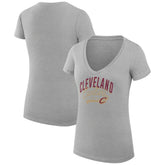 NBA - Cleveland Cavaliers G-III 4Her by Carl Banks Women's Super-Slim Fit Lightweight Filigree Logo V-Neck T-Shirt - Heather Gray