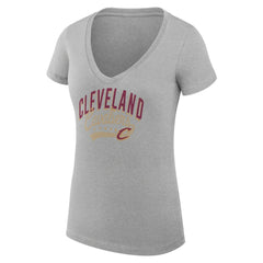 NBA - Cleveland Cavaliers G-III 4Her by Carl Banks Women's Super-Slim Fit Lightweight Filigree Logo V-Neck T-Shirt - Heather Gray