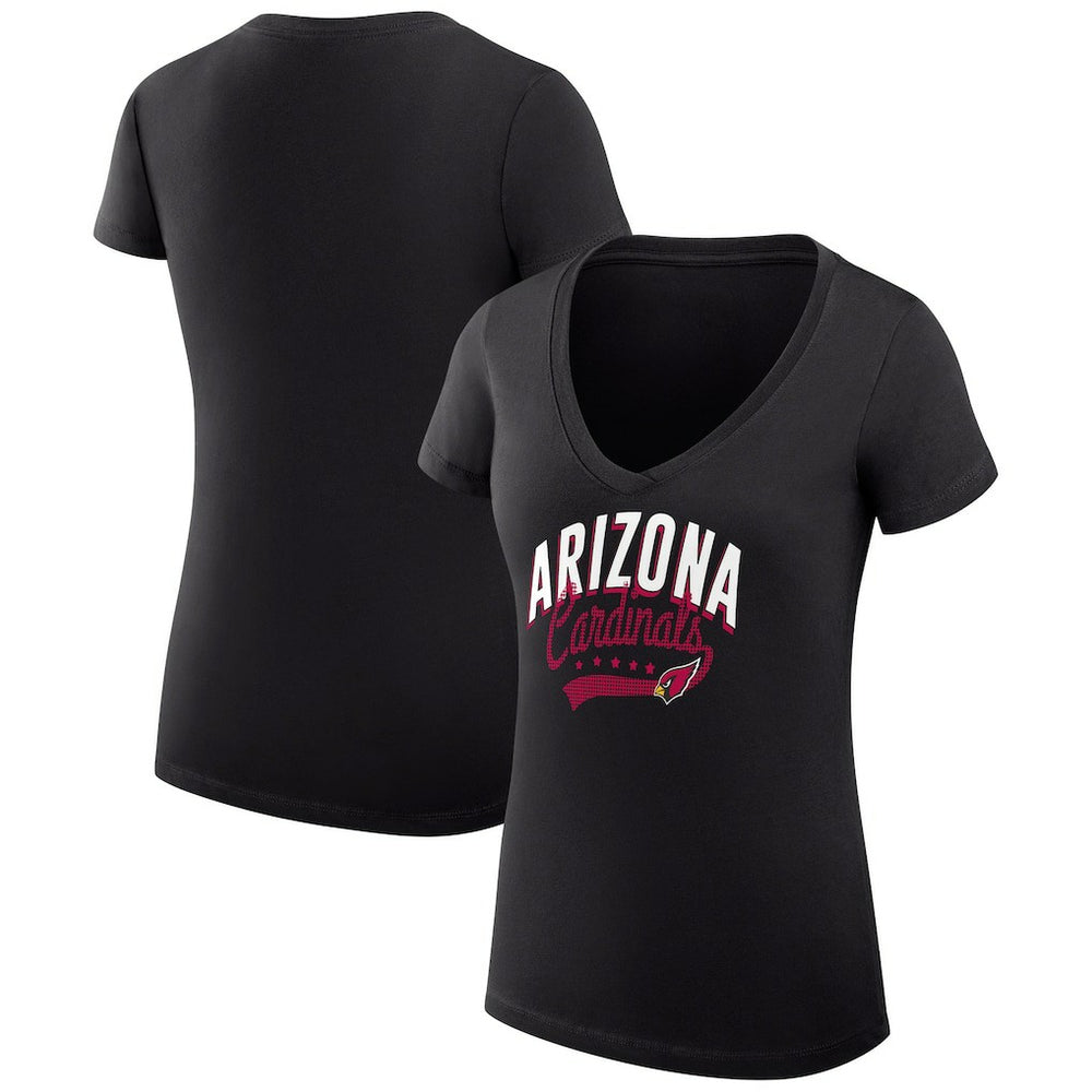 Arizona Cardinals G-III 4Her by Carl Banks Women's Super-Slim Fit Lightweight Filigree Logo Lightweight V-Neck T-Shirt – Black - NFL