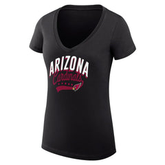 Arizona Cardinals G-III 4Her by Carl Banks Women's Super-Slim Fit Lightweight Filigree Logo Lightweight V-Neck T-Shirt – Black - NFL