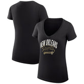 New Orleans Saints G-III 4Her by Carl Banks Women's Super-Slim Fit Lightweight Filigree Logo Lightweight V-Neck T-Shirt – Black - NFL