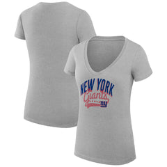 New York Giants G-III 4Her by Carl Banks Women's Super-Slim Fit Lightweight Filigree Logo Lightweight V-Neck T-Shirt – Heather Gray - NFL