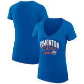 Edmonton Oilers - G-III 4Her by Carl Banks Women's Super-Slim Fit Lightweight Filigree Logo V-Neck T-Shirt – Royal
