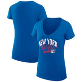 New York Rangers G-III 4Her by Carl Banks Women's Super-Slim Fit Lightweight Filigree Logo V-Neck T-Shirt – Blue