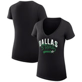 Dallas Stars - G-III 4Her by Carl Banks Women's Super-Slim Fit Lightweight Filigree Logo V-Neck T-Shirt – Black