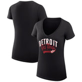 Detroit Red Wings - G-III 4Her by Carl Banks Women's Super-Slim Fit Lightweight Filigree Logo V-Neck T-Shirt – Black