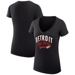 Detroit Red Wings - G-III 4Her by Carl Banks Women's Super-Slim Fit Lightweight Filigree Logo V-Neck T-Shirt – Black