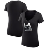 Los Angeles Kings - G-III 4Her by Carl Banks Women's Super-Slim Fit Lightweight Filigree Logo V-Neck T-Shirt – Black