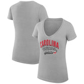 Carolina Hurricanes - G-III 4Her by Carl Banks Women's Super-Slim Fit Lightweight Filigree Logo V-Neck T-Shirt – Gray