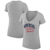 Montreal Canadiens - G-III 4Her by Carl Banks Women's Super-Slim Fit Lightweight Filigree Logo V-Neck T-Shirt – Gray
