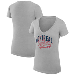 Montreal Canadiens - G-III 4Her by Carl Banks Women's Super-Slim Fit Lightweight Filigree Logo V-Neck T-Shirt – Gray