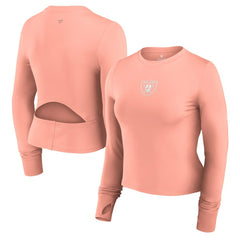 Las Vegas Raiders Women's Studio Fitted Long Sleeve Gym Top Coral - Fanatics