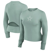 Dallas Cowboys Women's Studio Fitted Long Sleeve Gym Top Green - Fanatics