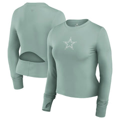 Dallas Cowboys Women's Studio Fitted Long Sleeve Gym Top Green - Fanatics