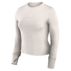 Philadelphia Eagles Women's Studio Fitted Long Sleeve Gym Top White - Fanatics