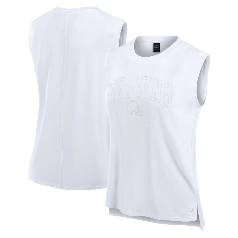 Cleveland Browns Women's Studio Gym Tank Top White - Fanatics