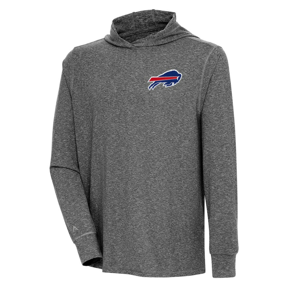 Buffalo Bills Antigua Saga Long Sleeve Hoodie T-Shirt Heather Black - NFL