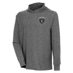 Las Vegas Raiders Antigua Saga Long Sleeve Hoodie T-Shirt Heather Black - NFL