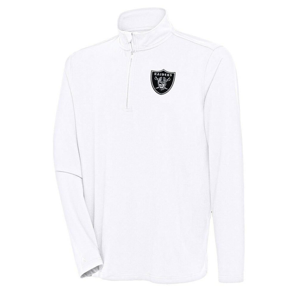 Las Vegas Raiders Antigua Hunk Quarter-Zip Pullover Top White - NFL