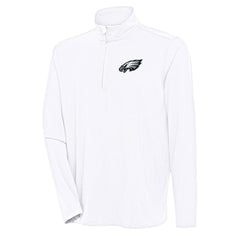 Philadelphia Eagles Antigua Hunk Quarter-Zip Pullover Top White - NFL